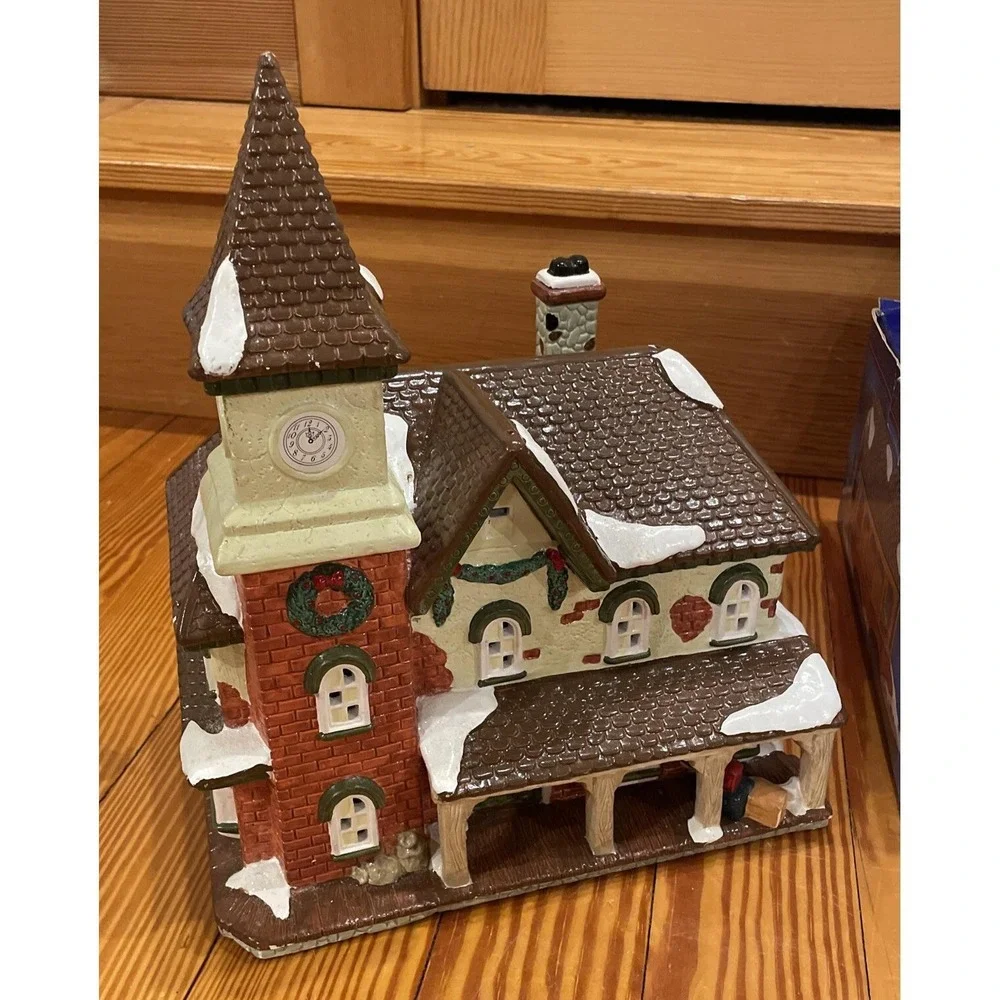 1995 Vintage Santa's Best Village Collectible village LOT of 3-no cord/light HTF
